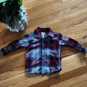 Carter’s Red and Blue Plaid Button Down Shirt, Size 2T